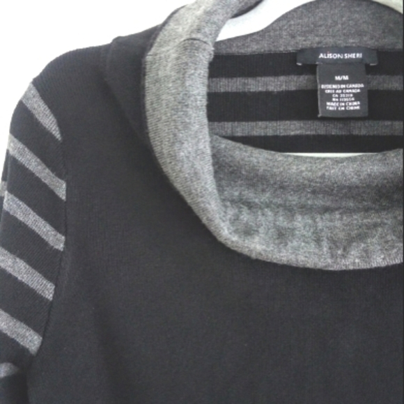 ALISON Sheri Design Luxury Knit Contemporary Sweater Grey/Black/Aqua Siz… - Picture 5 of 12